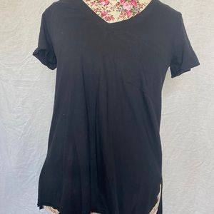Black Lush V Neck Tee